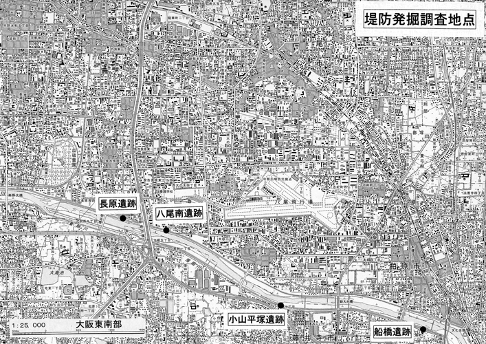 大和川堤防の調査が実施された地点